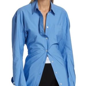 Alexander Wang DETACHED COLLAR SHIRTDRESS IN COTTON - Ocean Blue